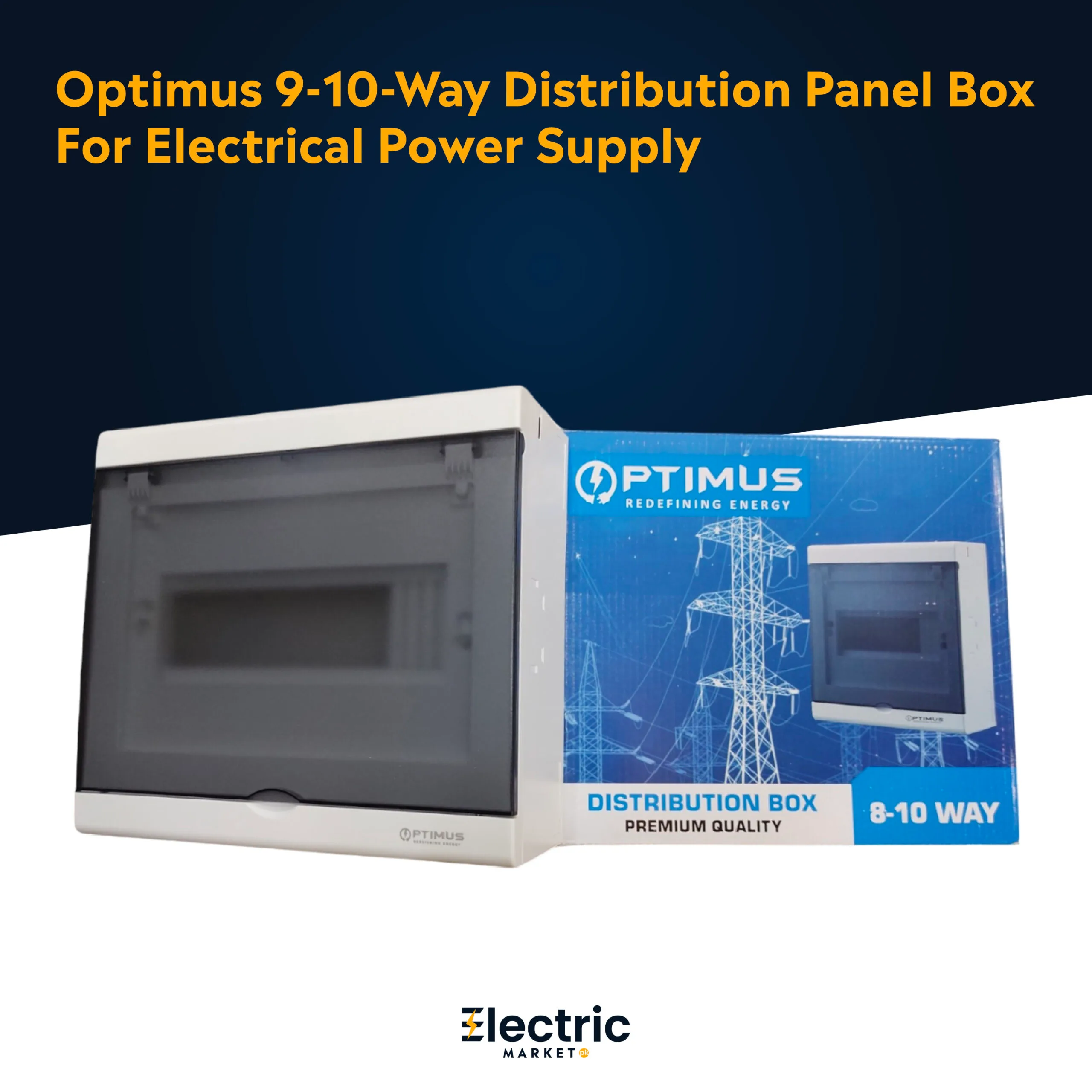 Optimus 9-10-Way Distribution Panel Box for Electrical Power Supply -01