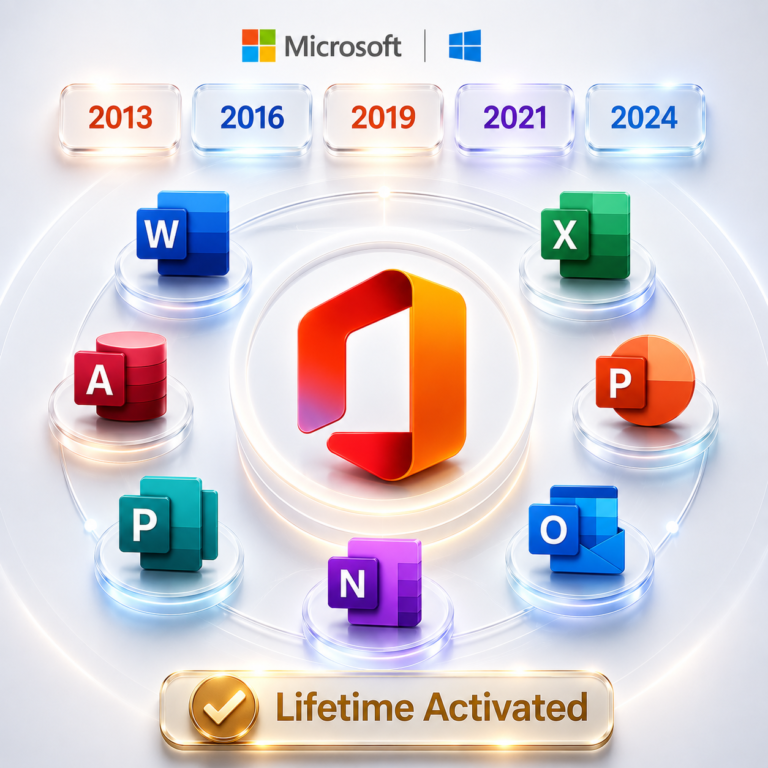 Microsoft Office 2013, 2016, 2019, 2021 & 2024 – Lifetime License for WindowsMicrosoft Office 2013, 2016, 2019, 2021 & 2024 – Lifetime License for Windows